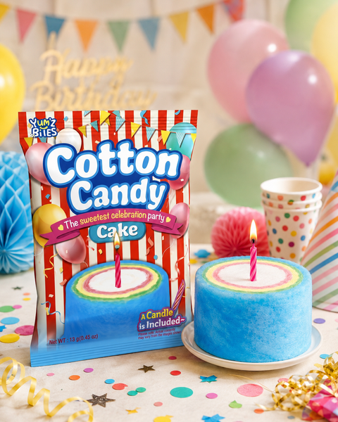 Yum'z Bites Birthday Cotton Candy Cake with Candle
