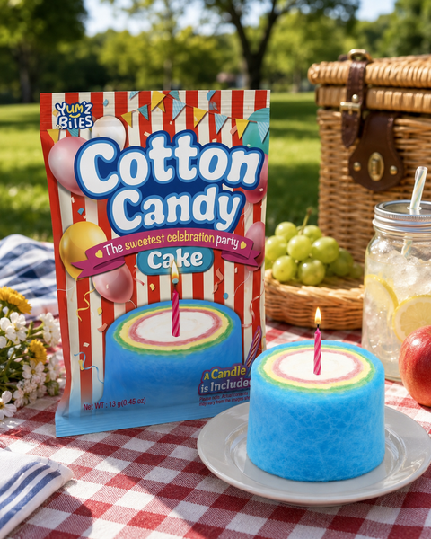 Yum'z Bites Birthday Cotton Candy Cake with Candle