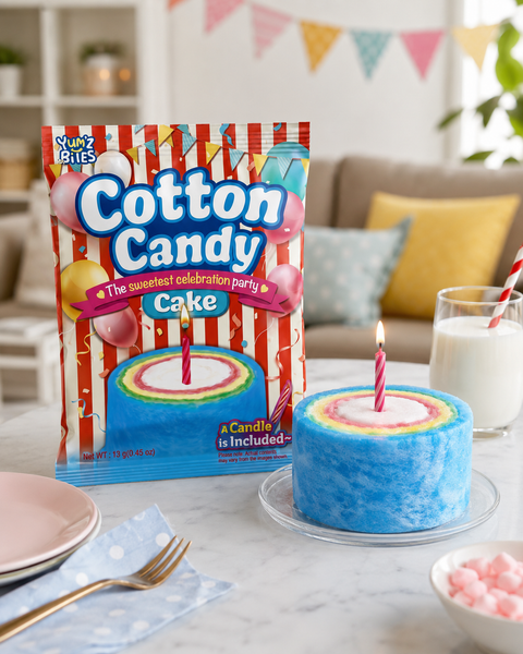 Yum'z Bites Birthday Cotton Candy Cake with Candle