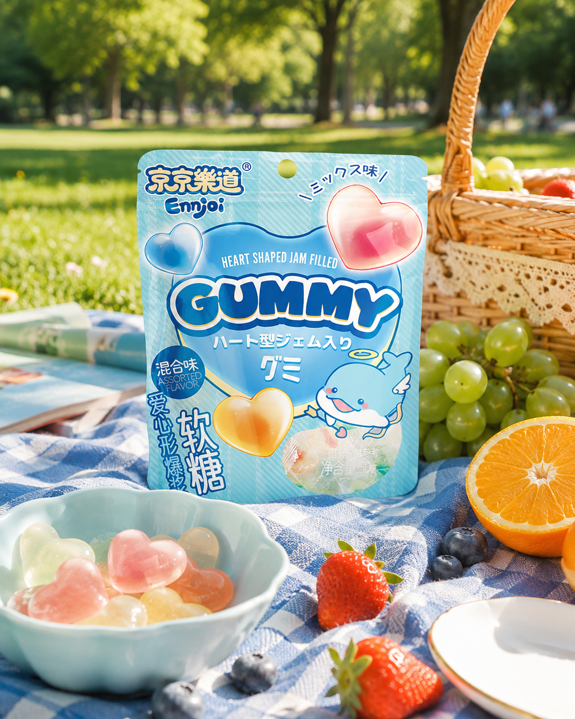 Ennjoi Assorted Fruit Heart Shaped Jam Filled Gummy