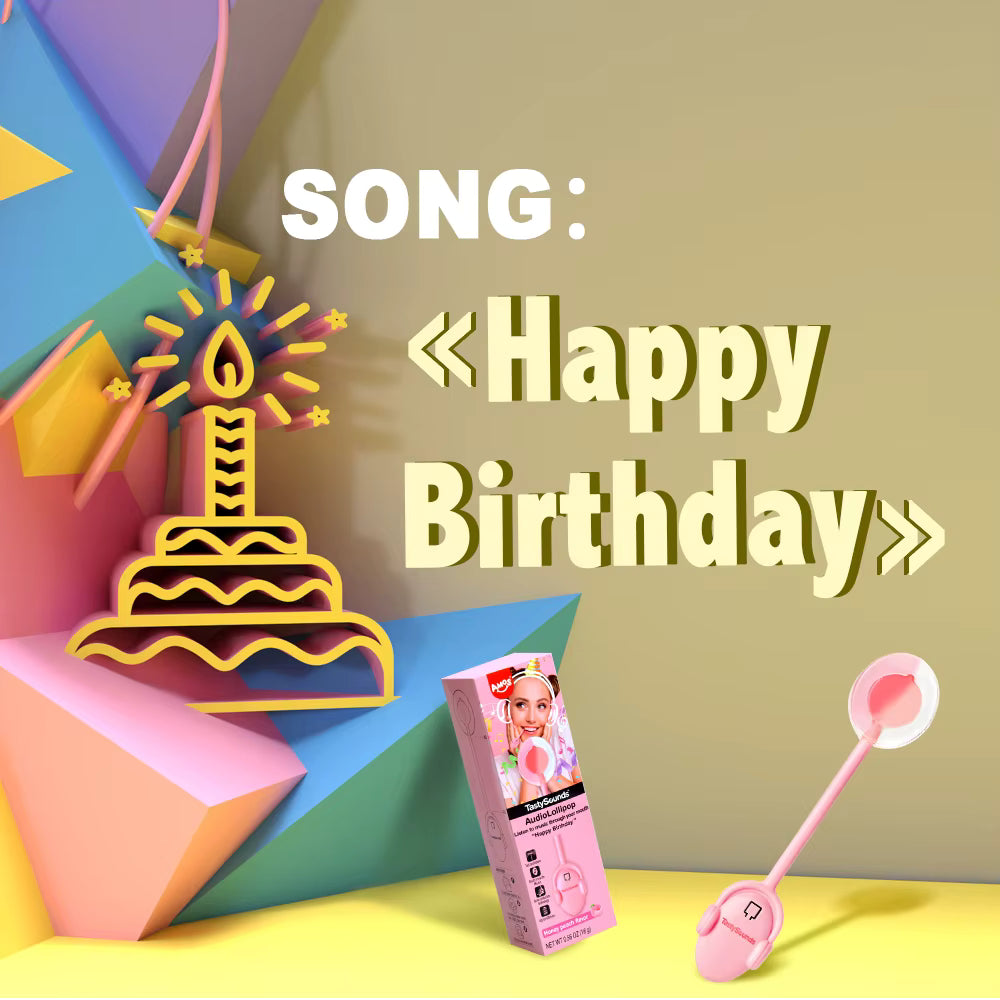 Tasty Sounds Music Lollipop Honey Peach Happy Birthday