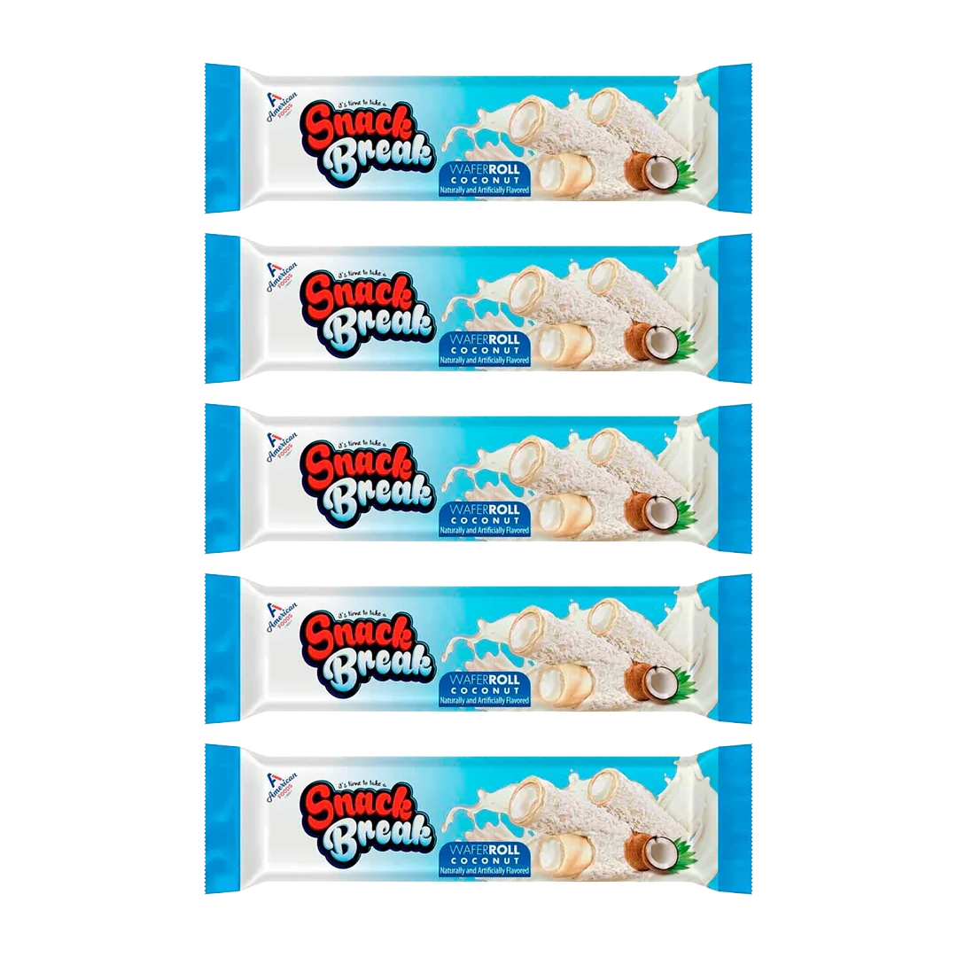 5 x Snack Break Wafer Roll Coconut