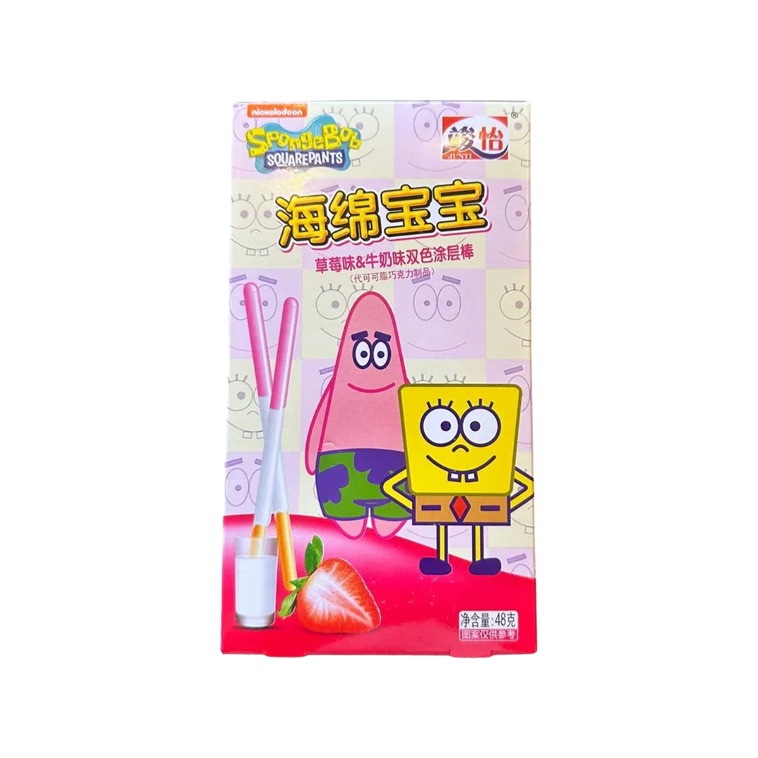 Junyi SpongeBob Strawberry and Milk Coated Sticks