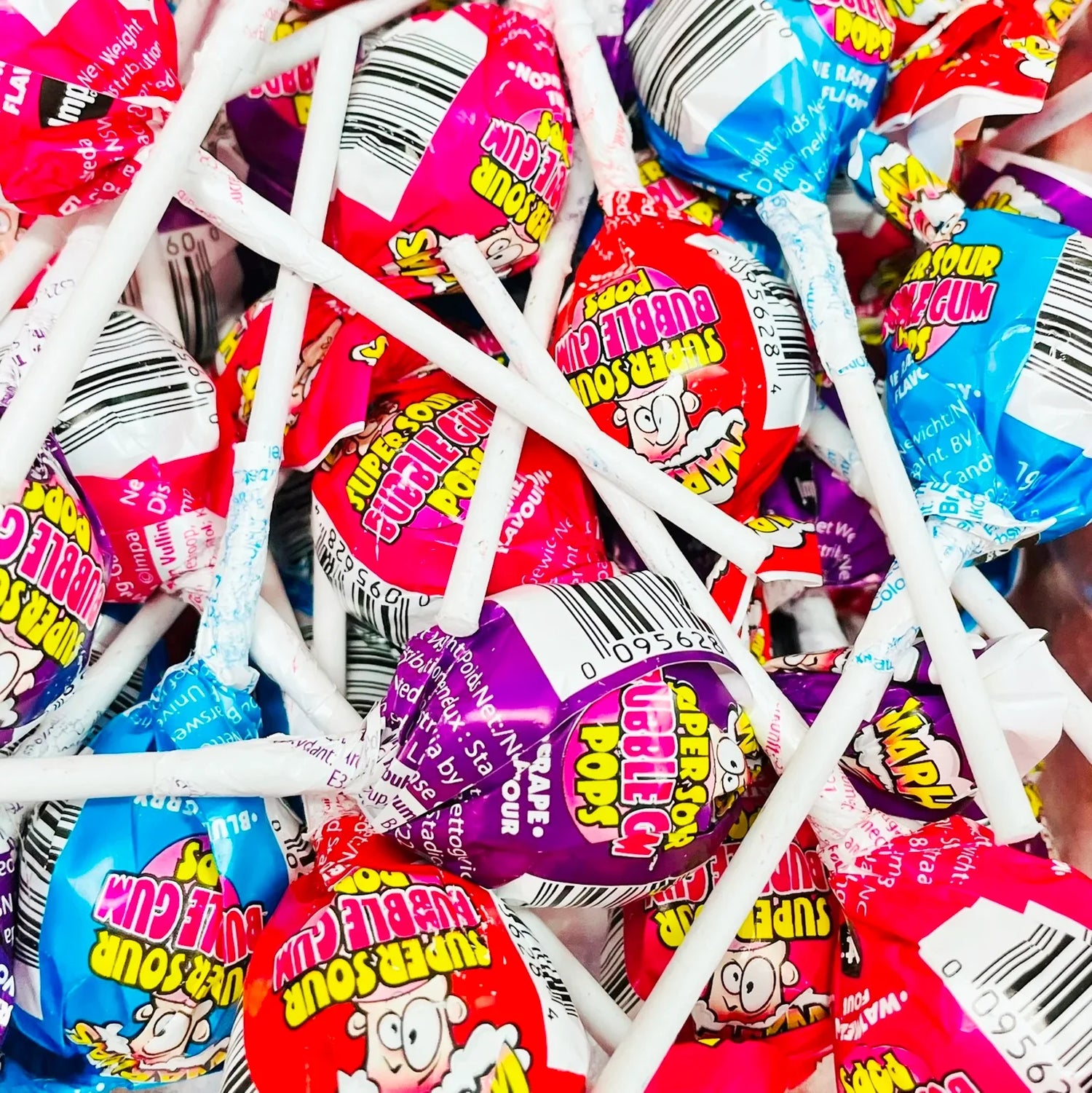 Warheads Super Sour Bubble Gum Pops Assorted Flavours