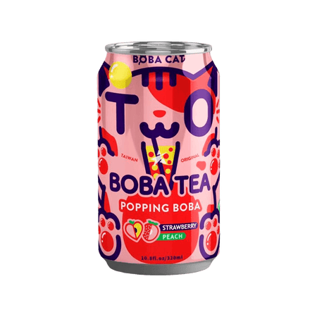 Boba Cat Popping Boba Bubble Tea (Strawberry Peach) - FragFuel